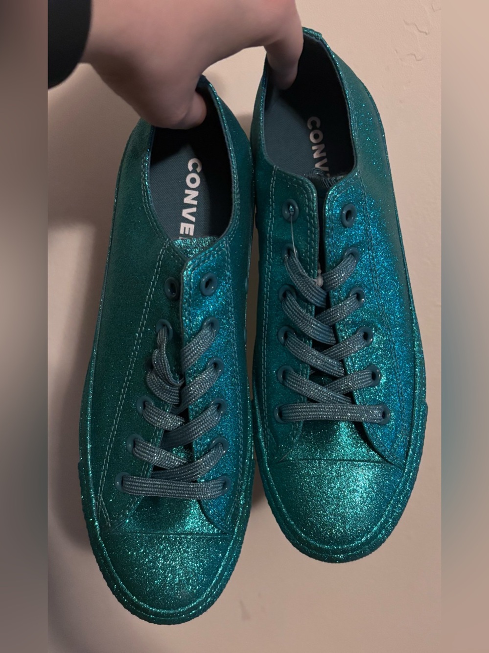 New Converse Women's Teal Glitter Low Top Sneakers